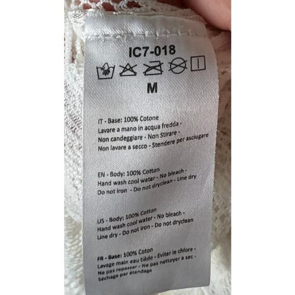 Women's M Iconique Italy Crochet Lace Swim Cover Up Embroidered Birds Cotton - Picture 3 of 5